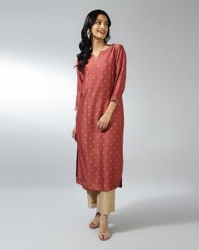 women embroidered straight kurta