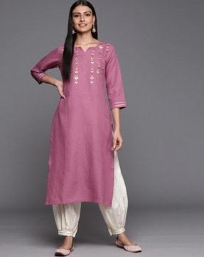 women embroidered straight kurta