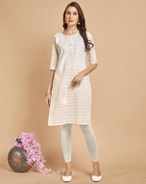 women embroidered straight kurta