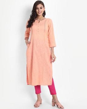 women embroidered straight kurta