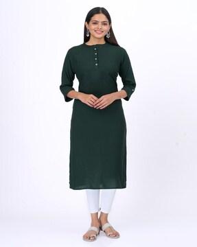 women embroidered straight kurta