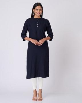 women embroidered straight kurta