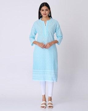 women embroidered straight kurta