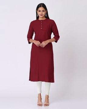 women embroidered straight kurta