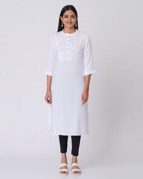 women embroidered straight kurta