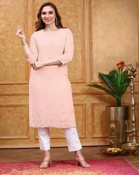 women embroidered straight kurta