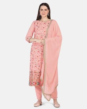 women embroidered straight kurta