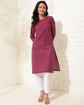 women embroidered straight kurta