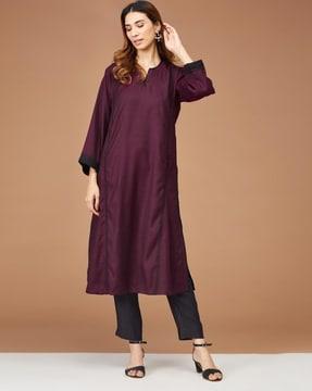 women embroidered straight kurta