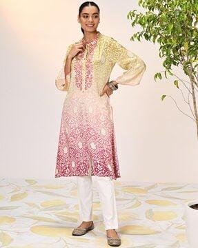 women embroidered straight kurta