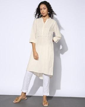 women embroidered straight kurta