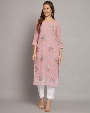 women embroidered straight kurti