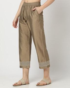 women embroidered straight pants