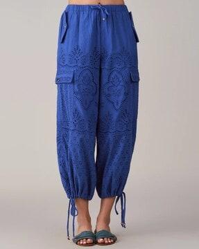 women embroidered straight track pants