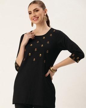 women embroidered straight tunic