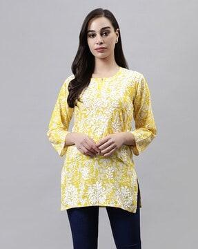 women embroidered straight tunic