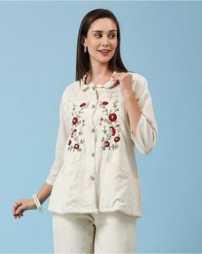women embroidered straight tunic