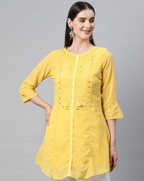 women embroidered straight tunic