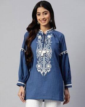 women embroidered straight tunic