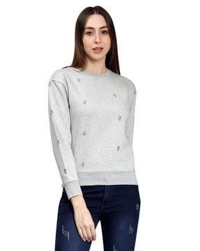 women embroidered sweatshirt with full sleeves