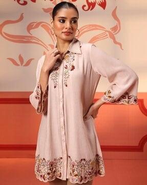 women embroidered tailored fit shirt