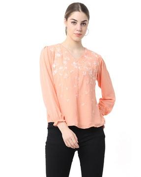 women embroidered tailored fit top