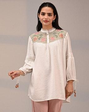 women embroidered tailored fit top