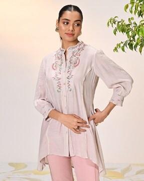 women embroidered tailored fit tunic