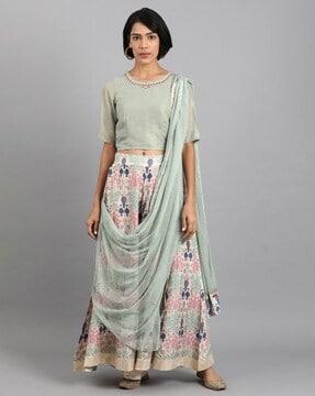 women embroidered top & culottes set