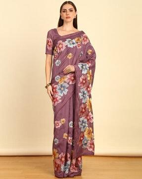 women embroidered tussar saree