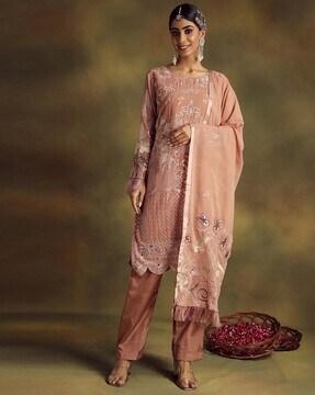 women embroidered unstitched 3-piece dress material