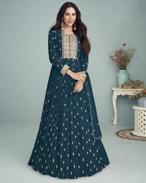 women embroidered unstitched dress material with pants