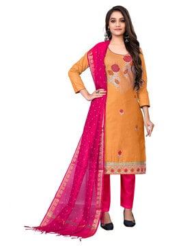 women embroidered unstitched dress material