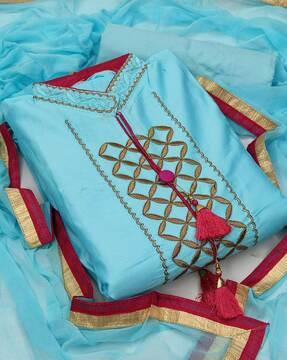 women embroidered unstitched dress material