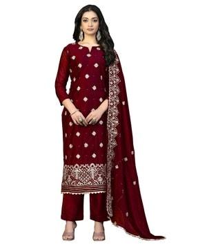 women embroidered unstitched dress material