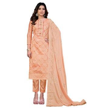 women embroidered unstitched dress material