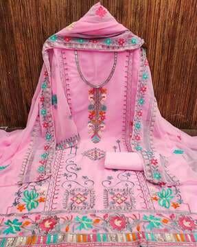 women embroidered unstitched dress material