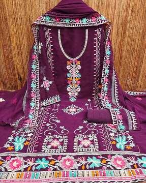 women embroidered unstitched dress material