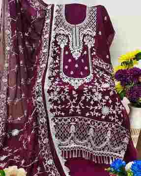 women embroidered unstitched dress material