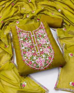 women embroidered unstitched top & bottom dress material with dupatta