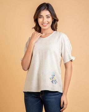 women embroidered v-neck tunic