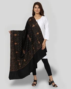 women embroidered woolen shawl