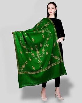 women embroidered woolen shawl