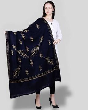 women embroidered woolen shawl