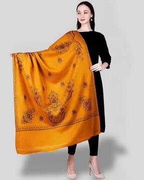 women embroidered woolen shawl