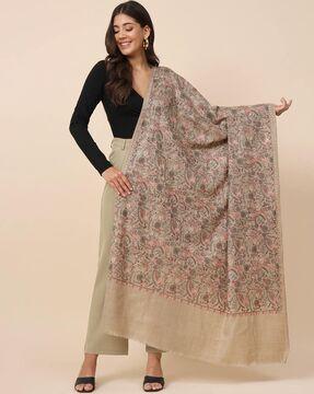 women embroidererd shawl with fringes