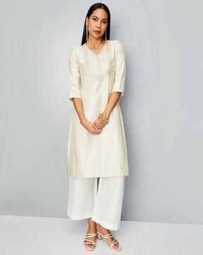 women embroidery & embellished kurta set with dupatta