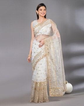 women embroidery & embellished saree with blouse piece