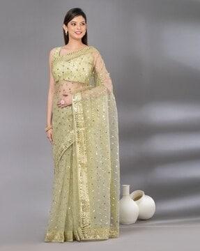 women embroidery & embellished saree with blouse piece