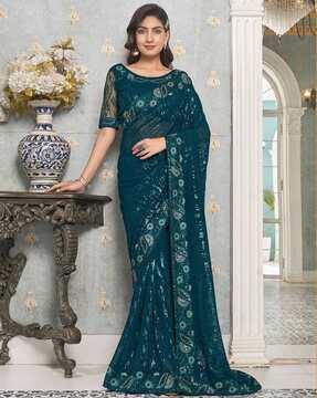 women embroidery & embellished saree with blouse piece